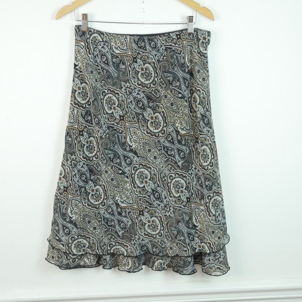 Y2K Midi Skirt Paisley Ruffle Fairy Grunge Chiffon Pocket Quirky Whimsigoth M